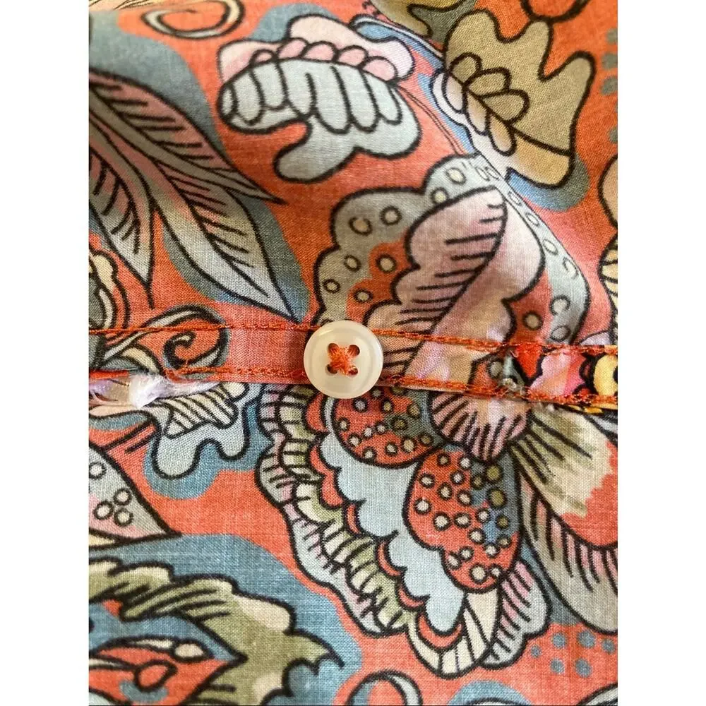 J. Crew With Liberty of London Mens Size XL Red Floral Print Summer Cotton Shirt